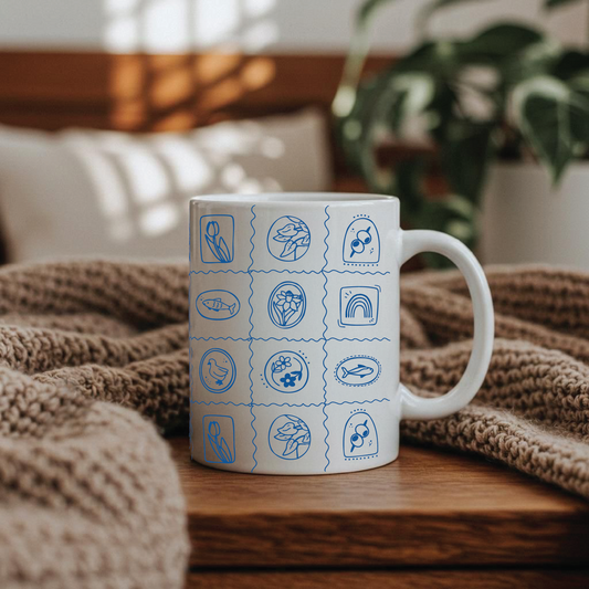 Elegant Blue Ceramic Coffee Mug – Premium Print