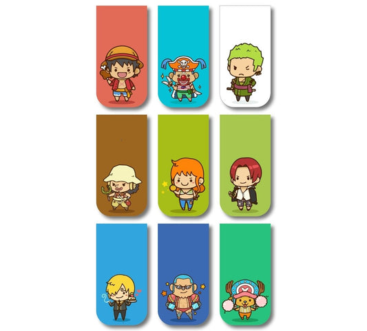 One Piece Chibi Anime Magnetic Bookmarks - Set of 9 - Magnetic Bookmark set 9