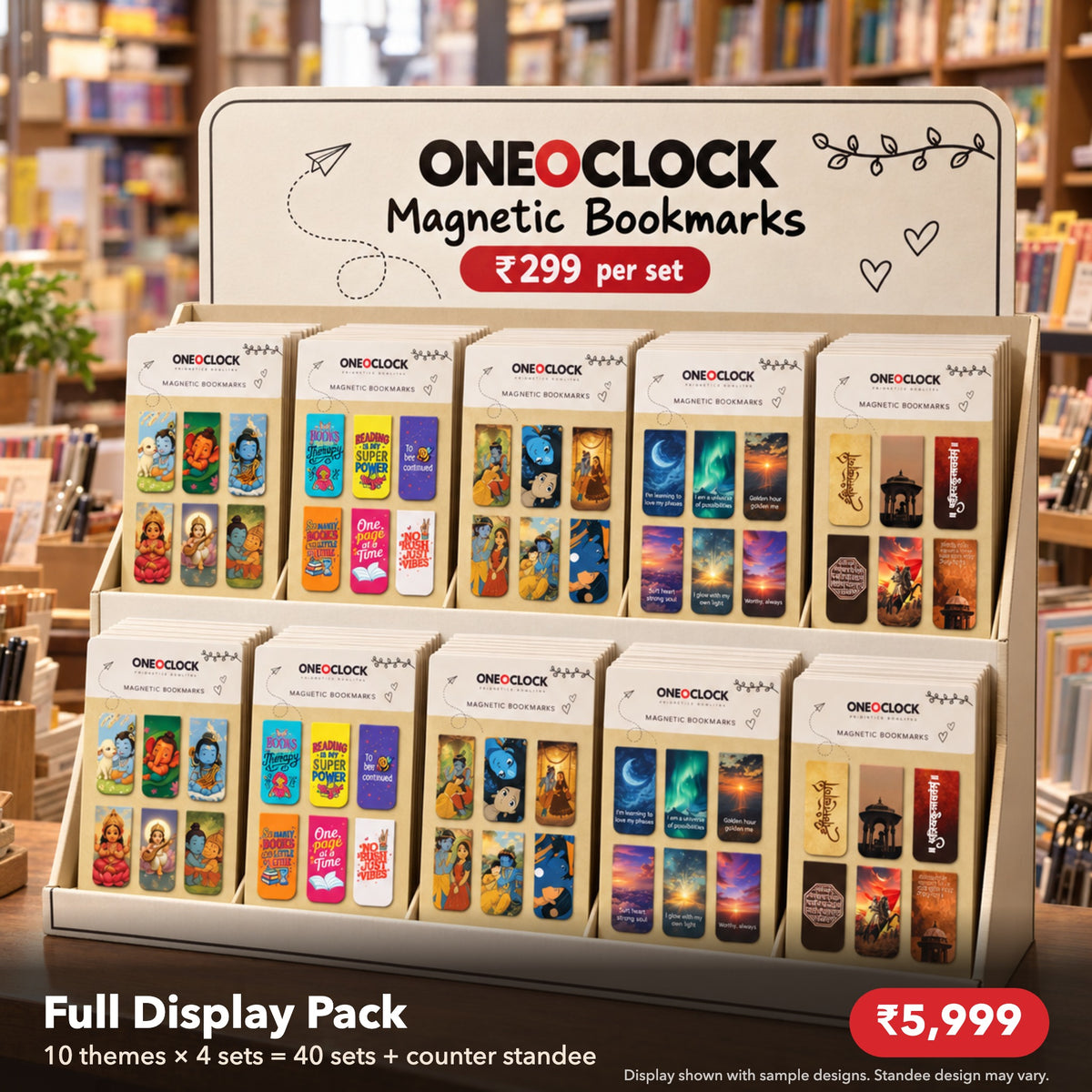 Retail Display Pack Full: 40 Magnetic Bookmark Sets + Counter Standee | For Stationery & Book Stores