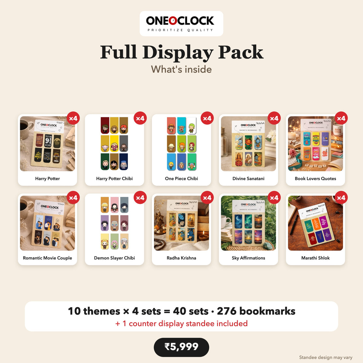 Retail Display Pack Full: 40 Magnetic Bookmark Sets + Counter Standee | For Stationery & Book Stores