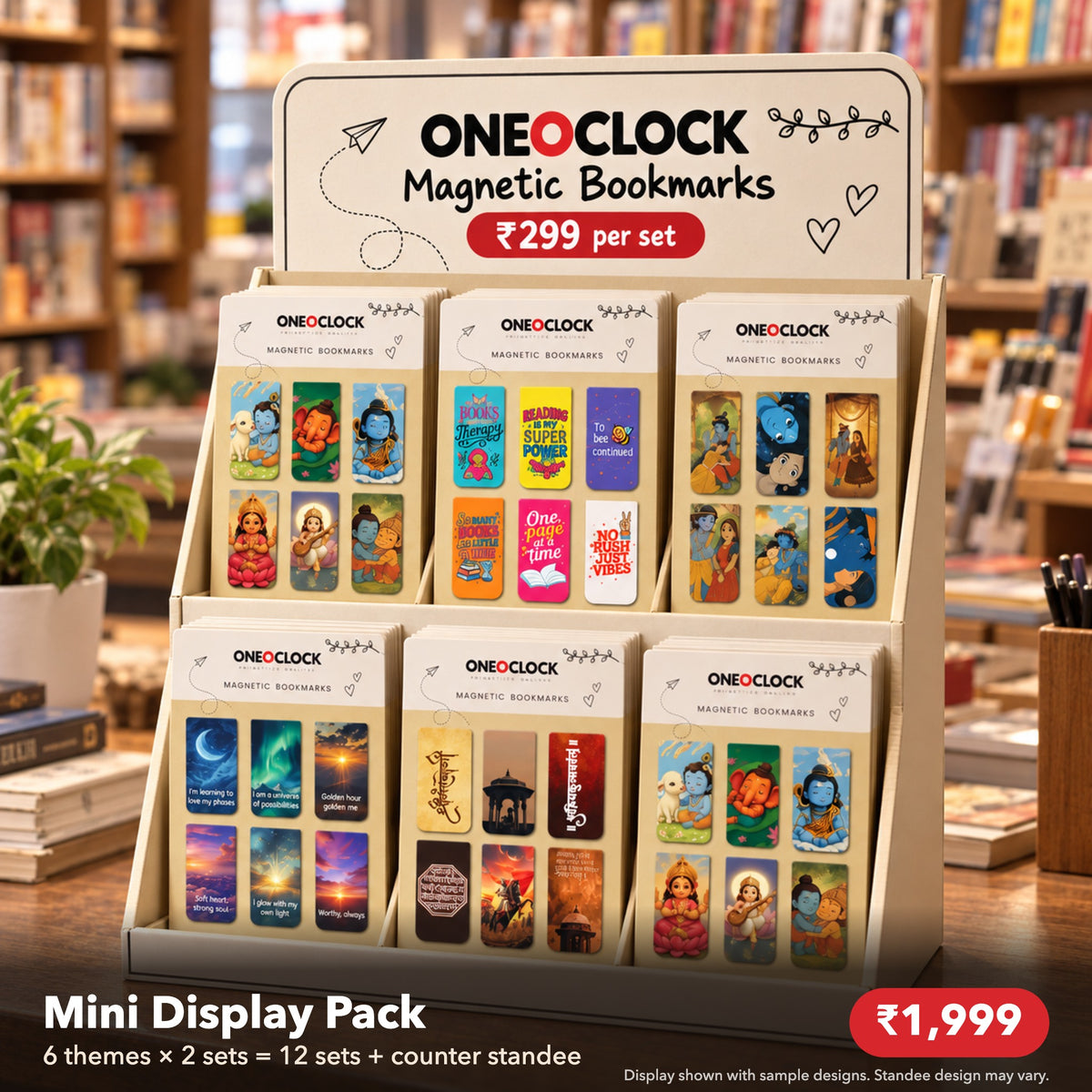 Retail Display Pack Mini: 12 Magnetic Bookmark Sets + Counter Standee | For Stationery & Book Stores