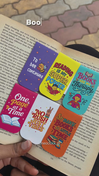 Book Lovers Magnetic Bookmarks – Fun & Colorful Quotes (Set of 6)