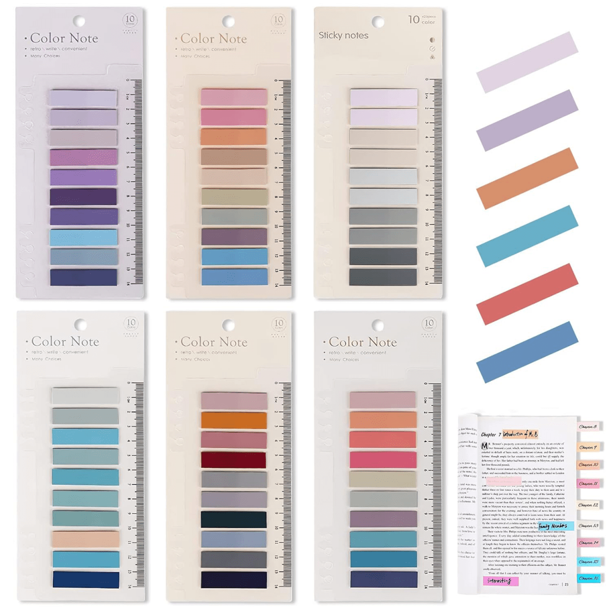 Sticky Index Tabs, 1200 Page Markers, Colored Sticky Index Tabs for Book Reading Notebooks File Folders (60 Colors) - stiky note 2 1200 set